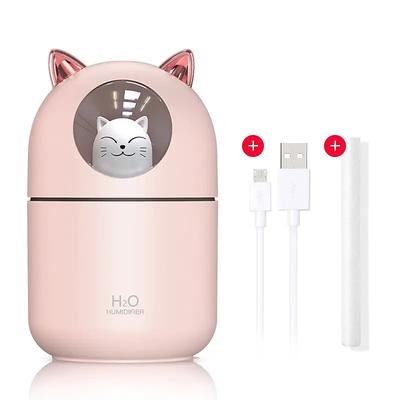 Cute Cat USB Mini Fragrance Humidifier Household Suitable Cool Mist with Adjustable Mist Mode 300ml Water Tank Waterless Auto Shut-off for Bedroom Home Office