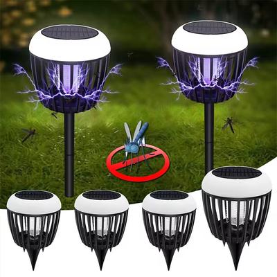 LED Solar Lights Bug Zapper Mosquito Killer Lamp Outdoor Courtyard Garden Outdoor Rechargeable Lighting Mosquito Killer Lamp Waterproof Mosquito Trap Mosquito Repellent Device 1PC