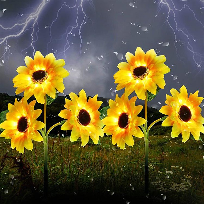 Solar Powered Sunflower Lights, Solar Garden Lights, Outdoor Decorative LED Garden Flower Stakes for Pathway Lawn Decor