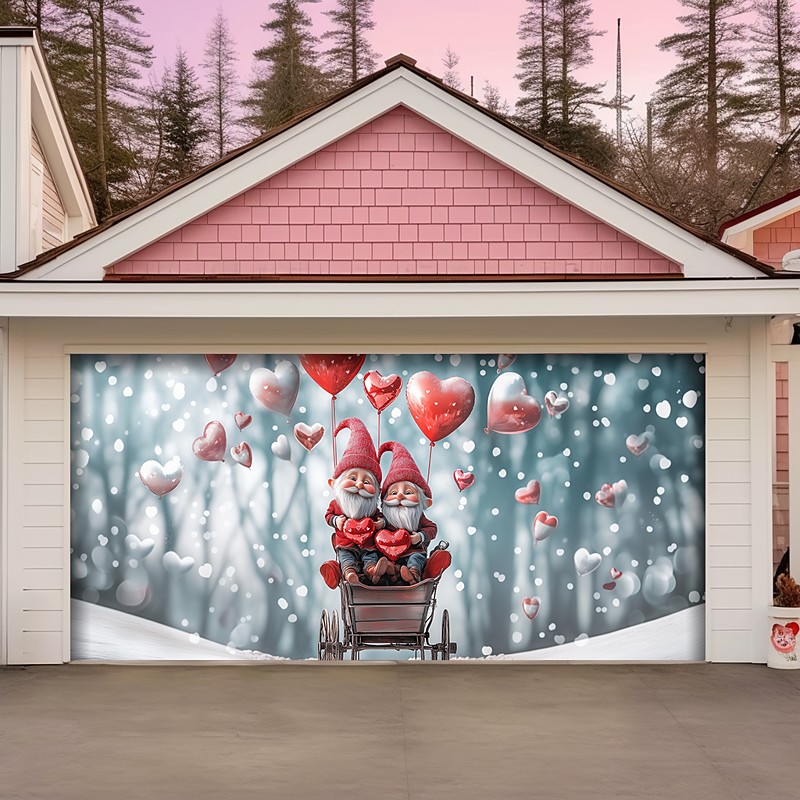 Wedding Outdoor Decorations Garage Door Cover Banner Gnomes Large Backdrop Decoration for Outdoor Garage Door Home Wall Decorations Event Party Parade