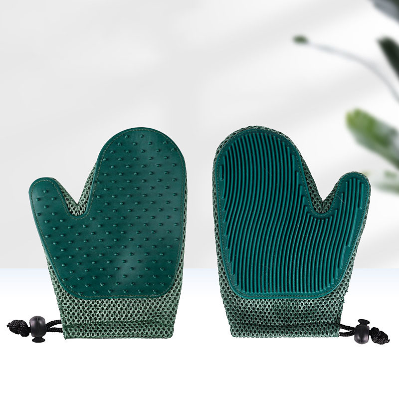 Dog Cat Brushes Cleaning Pet Grooming Glove Silica Gel Brush Dog Clean Supply Baths Massage Washable Durable Easy to Use Pet Grooming Supplies Blue Green Beige