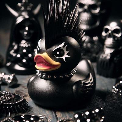 Duck Statue Decor Goth Satanic Duck, Gothic Punk Resin Collectible Figurines Ducks, Cute Little Duck Statue Crafts, Novelty Decorative Satan Duck Ornaments Halloween Decoration