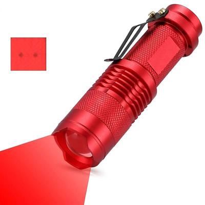 Alonefire SK68 Zoom Red Light Flashlight Mini Portable Belt Clip Tactical Focusing Zoom Torch Beekeeping Fishing Blood Vessels Search Ms Travel Hotel Camera Detector Outdoor Signal Red Lights