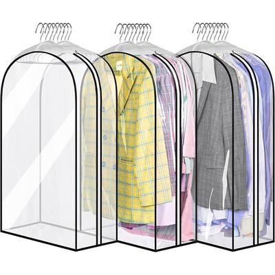 3 Packs Garment Bags Gusseted All Clear Garment Covers for Hanging Clothes 40 Suit Bags for Closet Storage Hanging Clothes Storage Suit Cover for Shirts, Coats, Dresses