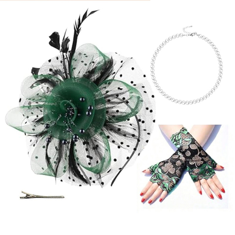 Necklace Wreaths Long Gloves Cosplay Accessories Accesories Set Elegant Luxurious 1920s The Great Gatsby Polyester Rhinestone Lace Alloy For Cosplay Women's Costume Jewelry Fashion Jewelry