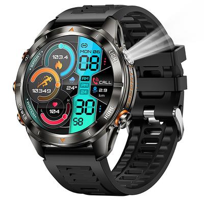 KT80 Smart Watch 1.46 AMOLED Fitness Tracker with Flashlight, Bluetooth Calls, Sleep Monitor, Waterproof IP68, 100 Sports Modes, Long Standby, Compatible with Android iOS