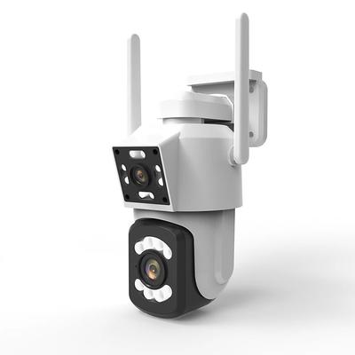 2.4G WIFI Security CCTV Camera Dual Len Wireless IP Camera Two-Way Audio Talk Auto Tracking Waterproof Network Camera Digital Zoom Surveillance PTZ Camera