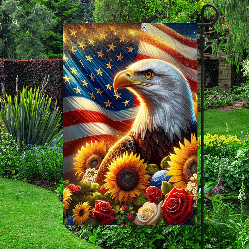 United States 250th Anniversary 4th of July Independence Day Garden Flag 12 x 18 Inch Yard Flags, Egale Small Garden Flags for Outside, Outdoor Flags, Holiday Garden Flags for All Seasons
