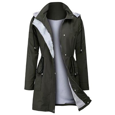 Women's Waterproof Hiking Jacket Rain Jacket Winter Outdoor Trench Raincoat with Hood Thermal Warm Windproof Lightweight Outerwear Trench Coat Top Fishing Climbing Running Blue Green Black