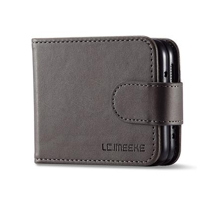 Phone Case For Samsung Galaxy Z Flip 7 Z Flip 6 Z Flip 5 Z Flip 4 Z Flip 3 Flip Flip With Card Holder Kickstand Solid Colored PC PU Leather