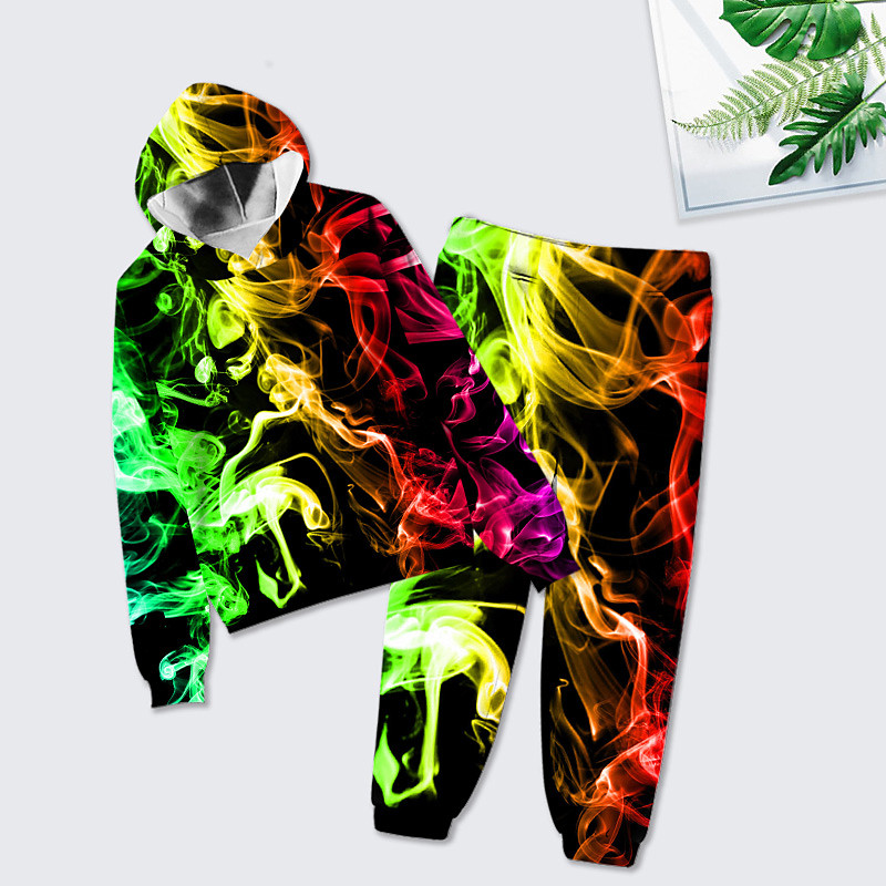 Unisex 3D Color Block Print Gradient Ramp Hoodie Sweatpants Set Clothing Set Long Sleeve Summer Spring Fall Sports Daily Kids 3-12 Years 4-13 Years Outdoor Sports Loose Fit