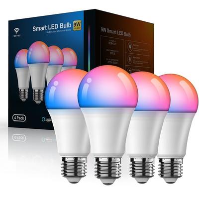 Smart Light Bulb WiFi Bluetooth Connect RGBCW Color Changing Dimmable LED Bulbs A19 E26 9W (80W Equivalent) Works with Alexa Google Home Siri Shortcut No Hub Required