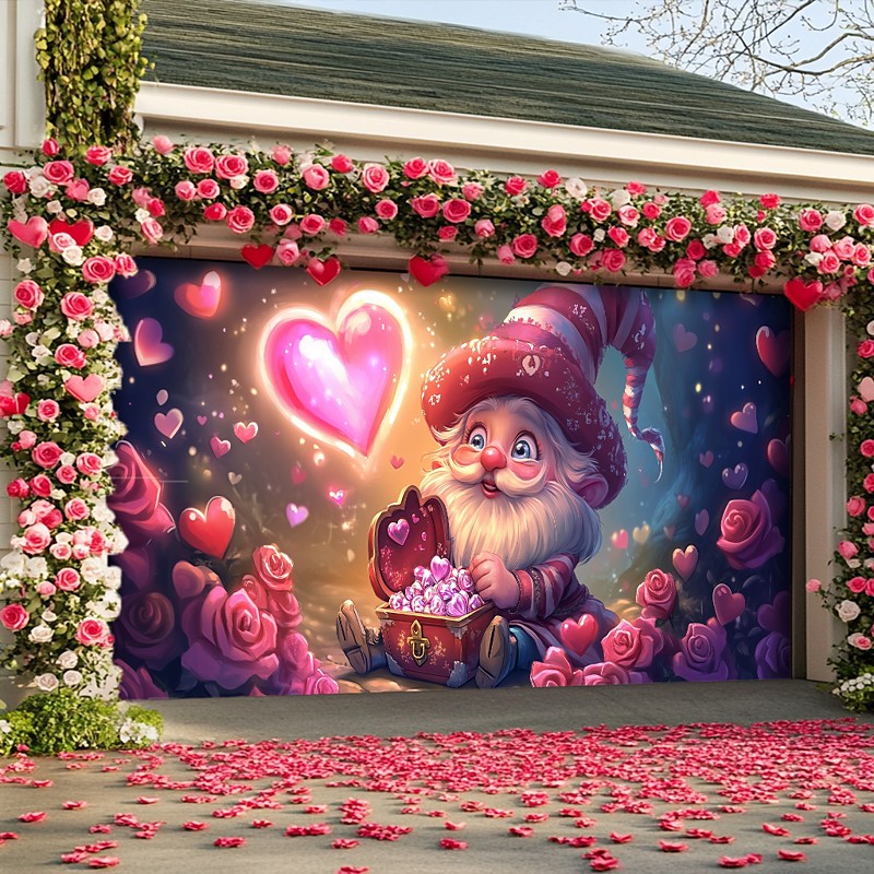 Wedding Outdoor Decorations Garage Door Cover Banner Gnomes Large Backdrop Decoration for Outdoor Garage Door Home Wall Decorations Event Party Parade
