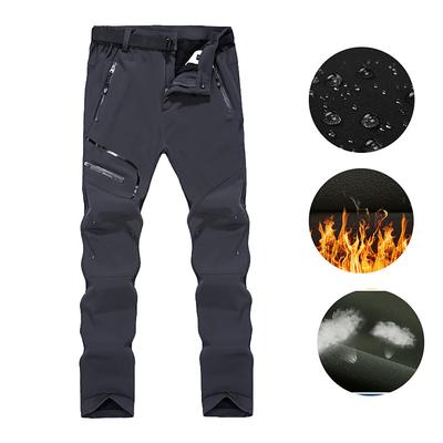 Men's Hiking Pants Trousers Work Pants Fleece Lined Pants Winter Outdoor Thermal Warm Ripstop Windproof Breathable Pants / Trousers Bottoms Dark Grey Black Fleece Camping / Hiking Ski / Snowboard