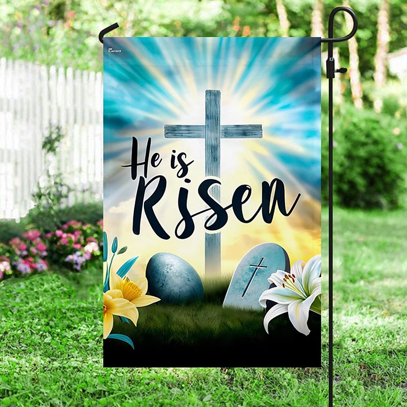 Garden Flag 12x18Inch Outdoor Decorations Welcome Garden Patio Flag Cross Jesus Yard Flag Double Sided Holiday Outdoor Flags 1pc