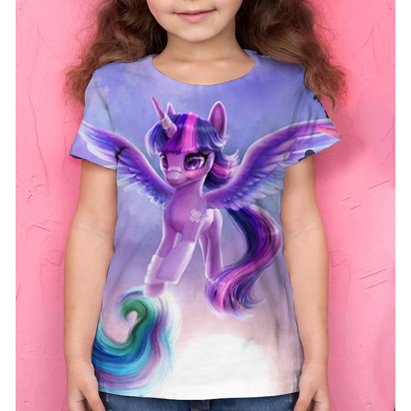 Girls' 3D Animal T shirt Tee Short Sleeve 3D Print Summer Active Polyester Kids 4-12 Years Daily Wear Regular Fit