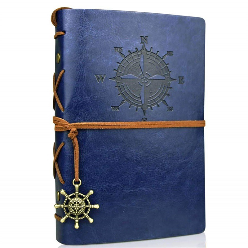 Travel Journal Notebooks Vintage PU Leather Note Book Quality Paper No Lines Thick and Smooth to Write in A6 Refillable Notebook 7 by 5 Inches 80 Sheets, Back to School Gift