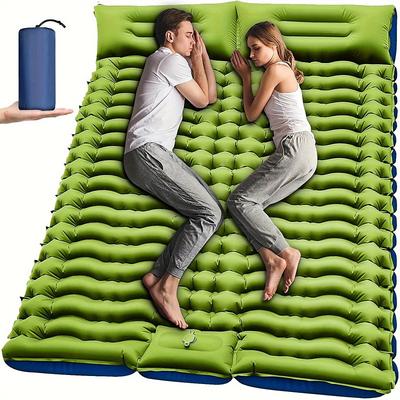 Self Inflating Double Sleeping Pad 2 Person Self Inflating Extra-Thick Pillow Built-in Foot Pump Inflatable Backpacking, Hiking, Traveling, Tent, Portable Camping Mat