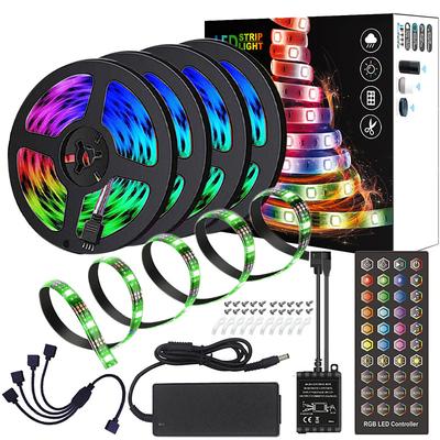 Waterproof High-Quality Black PCB 20M(4x5M) Music Timing Synchronous Control Flexible Light Bar 5050 RGB IR 40 Key Controller with12V 8A Adapter Kit