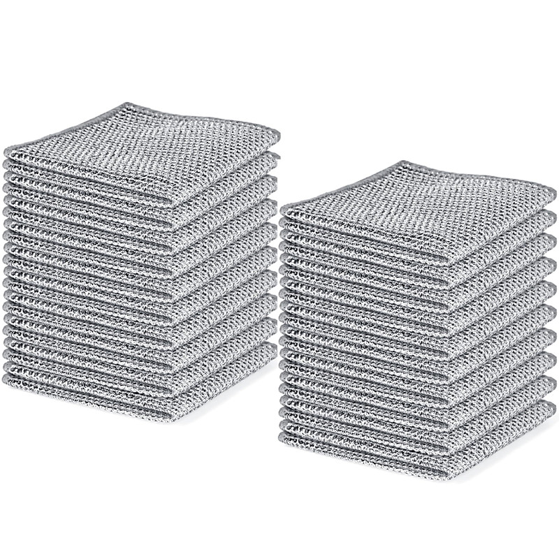 10/15/20 Pcs New Upgrade Steel Wire Dishcloth,Double-Layer Steel Wire Cleaning Cloth,Powerful Cleaning Non-Scratch Wire Dishcloth Rag for Cookware, Sinks, Dishes, Stove Tops