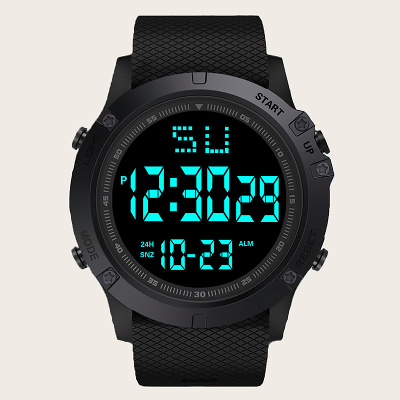 Men Digital Watch Multifunction Military Outdoor Sports Wristwatch Luminous LED Digital Watch Big Dial Waterproof Rubber Strap Electronic Watch for Students