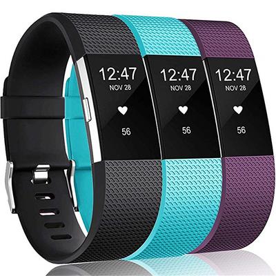 3 Pack Bands Compatible with Fitbit Charge 2, Classic Special Edition Silicone Fitness Sport Replacement Bands for Fitbit Charge 2, Women Men