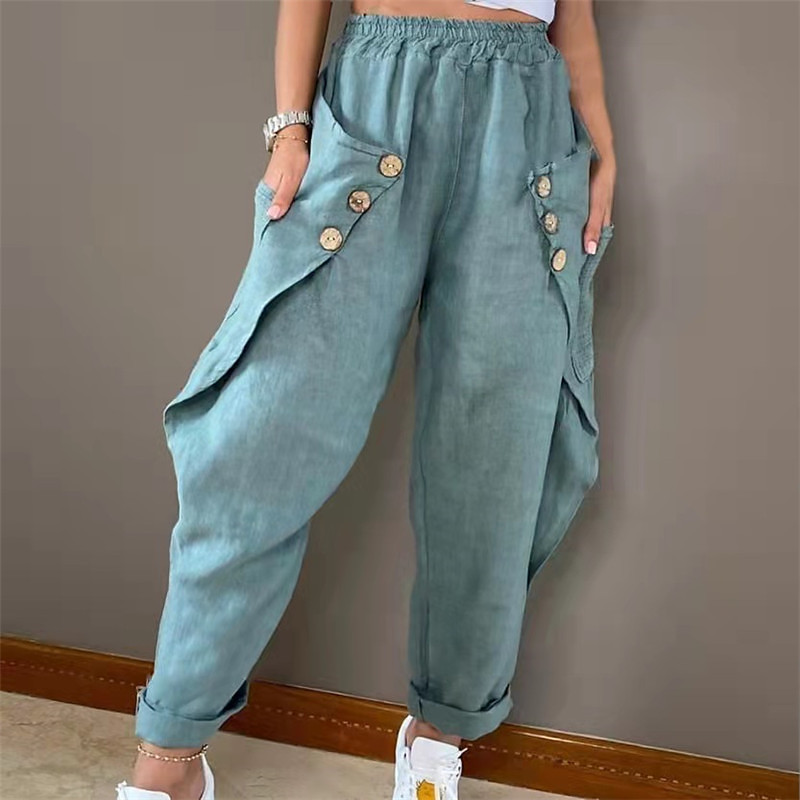 Women's Normal Harem Pants Trousers Harem Pants Cuffed Cargo Cargo Full Length High Waist Chinese Style Pocket Drop Crotch Outdoor Sports Stretchy Casual Daily Blue Black Khaki Dark Blue Spring