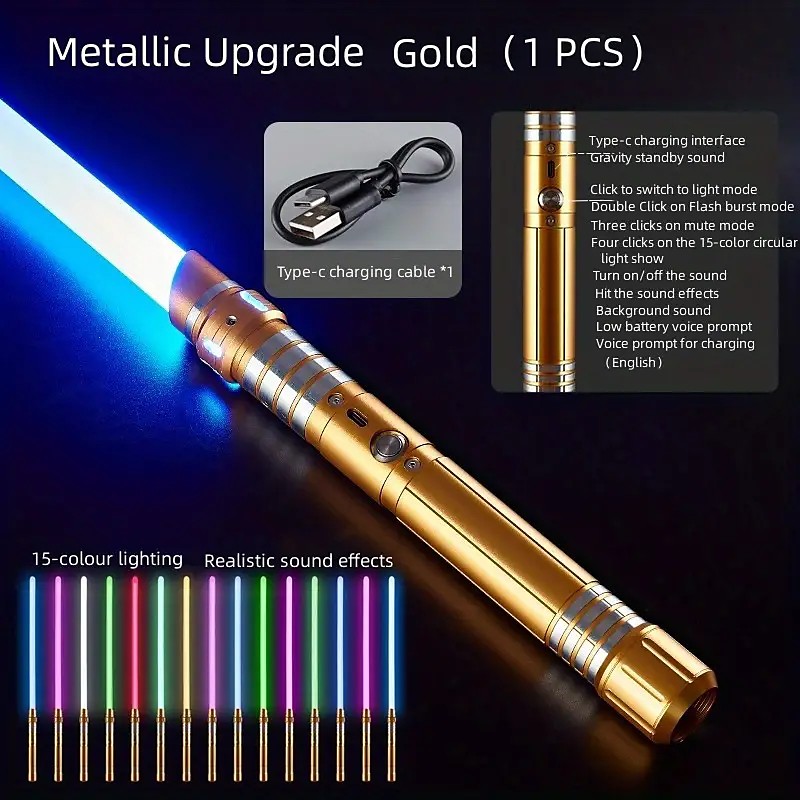 Upgraded Version Gravity Sensing LED Light Up Toys 15-color Metal Rechargeable Toy Party Glow Toys for Halloweenfor Gift for BoyGirls Christmas Gift