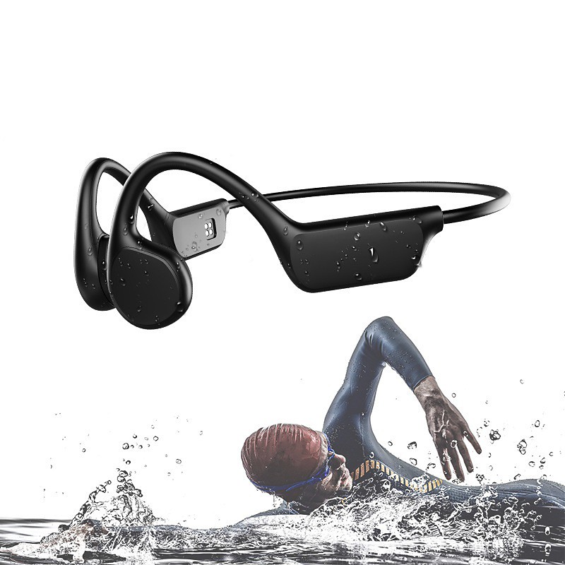 Open-Ear Headphones Bone Conduction Earphones Bluetooth Wireless IPX8 Waterproof Ear-hook Headphone with Mic 32GB Memory Headset for Swimming Valentine's Day Gift
