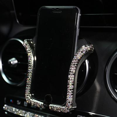 Car Rhinestones Phone Holder Crystal Air Outlet Vent Support Phone Diamond Clip Car Interior Universal Smart Phone Stand Automotive Parts Accessories