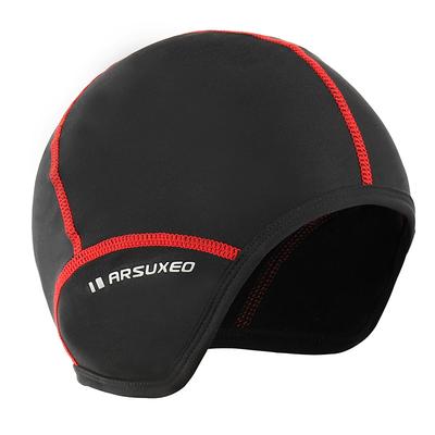 Arsuxeo Helmet Liner Skull Caps Skull Cap Beanie Helmet Liner Solid Color Thermal Warm Reflective Fleece Lining Antistatic High Elasticity Bike / Cycling Black / Red Black Fleece Elastane Polyester