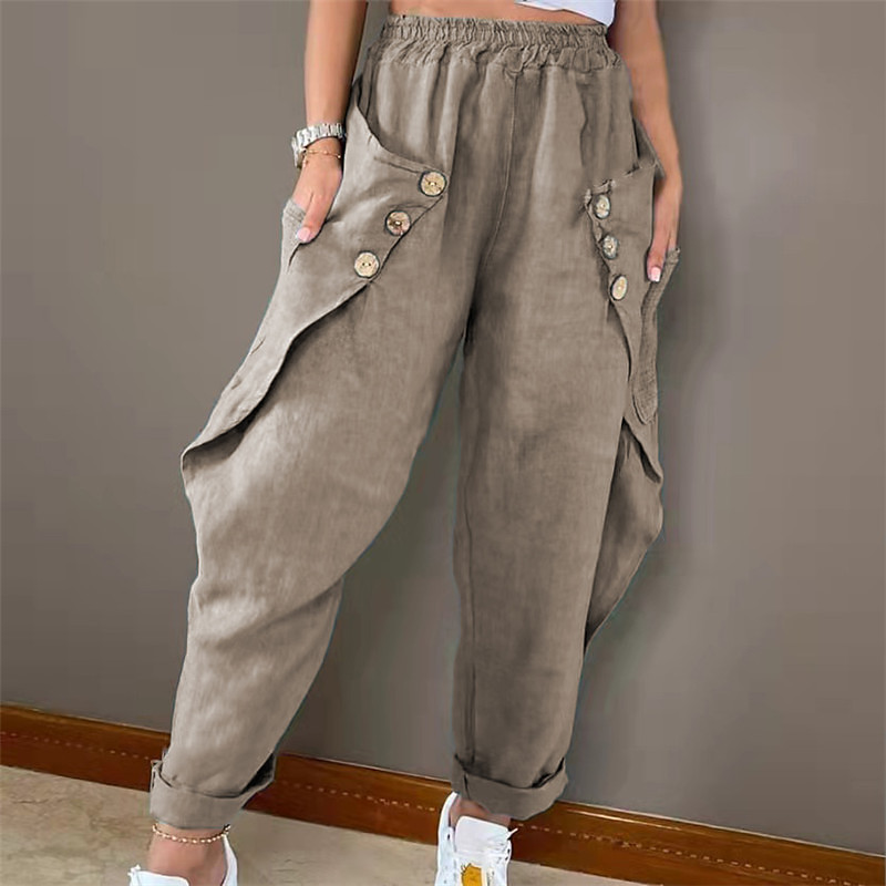Women's Normal Harem Pants Trousers Harem Pants Cuffed Cargo Cargo Full Length High Waist Chinese Style Pocket Drop Crotch Outdoor Sports Stretchy Casual Daily Blue Black Khaki Dark Blue Spring