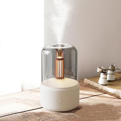LED Smart Light Air Humidifier 120ML Aroma Diffuser Candle Lamp Electric Aromatherapy Diffusor Flame Humidicador USB Desktop Decor Night Light
