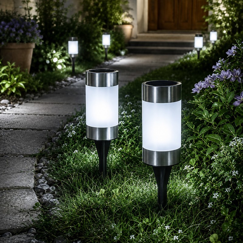 2pcs Solar Mini Pathway Lights Outdoor Garden Lights Ground Plug Led Garden Lamp Super Bright Solar Plastic Lawn Lamp Garden Landscape Lamp