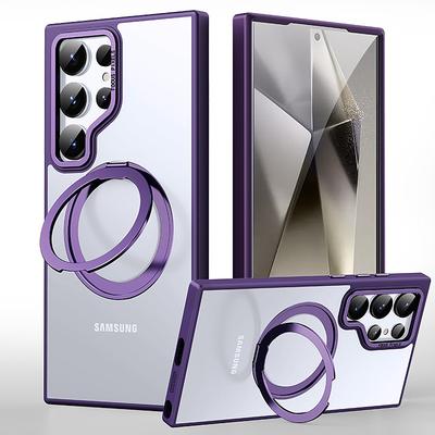 Phone Case For S25 S24 S23 Ultra Plus Wallet Case with Stand Holder Magnetic Support Wireless Charging Retro TPU Acrylic