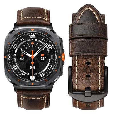 Watch Band for Samsung Galaxy Watch 7/6/5/4 40/44mm, Watch 5 Pro 45mm, Watch 6 Classic 43/47mm, Watch 4 Classic 42/46mm Watch Ultra 47mm PU Leather Replacement Strap Women Men Leather Link Wristband