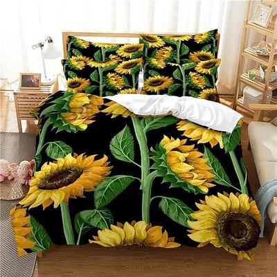 Flowers Butterflies Plants Flowers Prints Three Piece Down Comforter Set Hotel Bedroom Guest Room Bedding Comfortable Set 1 Down Comforter Set 2 Pillowcases Queen Size Bed Set 2-Piece Set