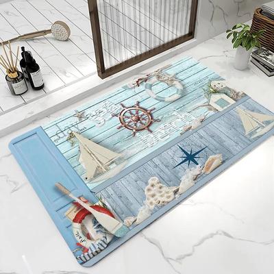 Bath Mat Non-slip Rug-Rubber Quick Dry Super Absorbent Thin Bathroom Rugs Fit Under Door-Washable Bathroom Floor Mats-Shower Rug for in Front of Bathtub Shower Room Sink