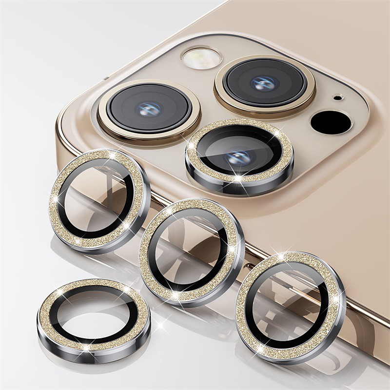 1 Set Camera Lens Protector For Apple iPhone 16 iPhone 15 Pro Max Plus iPhone 14 Pro Max iPhone 13 iPhone 12 Aluminum alloy Anti-Fingerprint Diamond Glitter Shine Scratch Proof