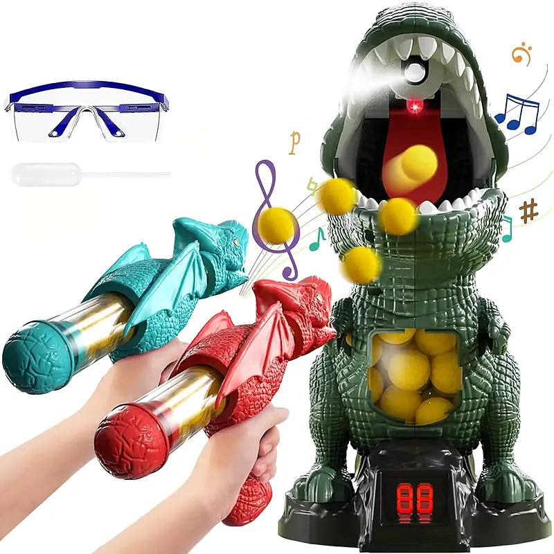 Dinosaur Shooting Toy Dinosaur Toys For Kids 5-7 2 Air Pump Guns And 24 Foam Bullets Hand-Eye Coordination Exercise Toys Giftsfor Kids 4 5 6 7 8 9 Fun Athletic Toys Christmas Gift