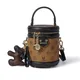 Borsa a tracolla in pelle per donna Borsa a cilindro alla moda Borsa a tracolla piccola Tote Borsa a