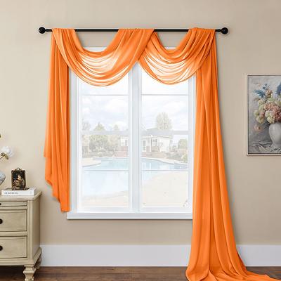 Valentine's Day Luxury Window Scarf Sheer Voile Elegant Topper Long Window Valance Solid Window Treatment Swags Drapes for Window Ceremony Wedding Canopy Bed
