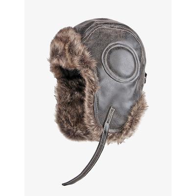 Men's Faux Leather Aviator Winter Hat with Faux Fur Lining and Ear Flaps - Stylish Warm Trapper Hat for Cold Weather