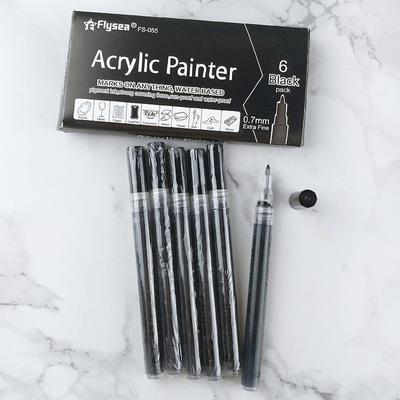 Acrylic Paint Pens 6pcs/Pack Black White Paint Markers Paint Pens For Rock Painting Stone Ceramic Glass Wood Plastic Glass Metal CanvasDrawing Water-Based Acrylic Paint SetsPerfect For Easter Dec