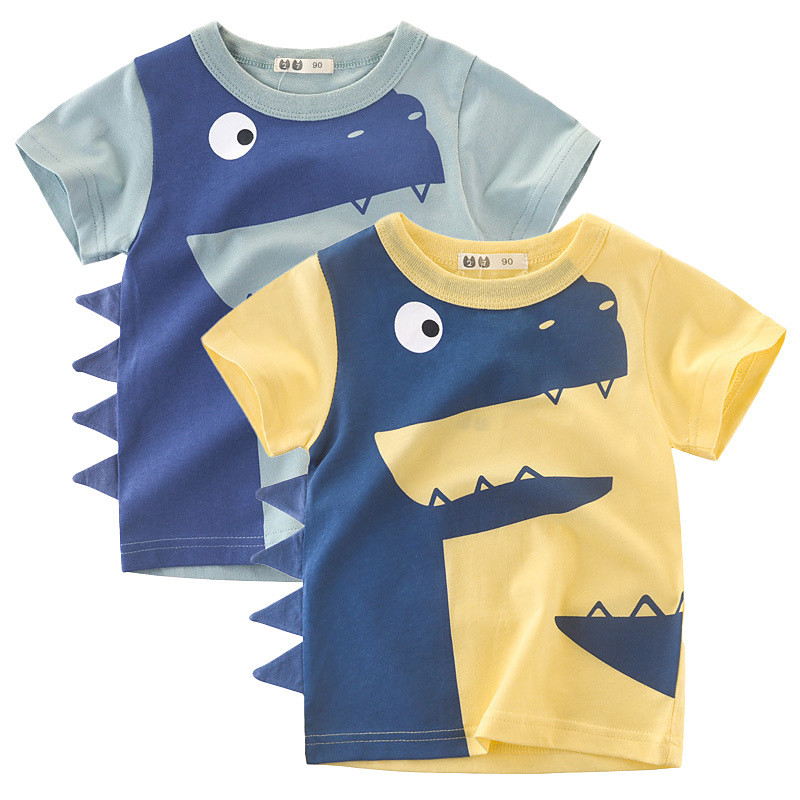 Multi Packs 2pcs Boys Crew Neck Short Sleeves YellowBlue T Shirt Tee Top Print Graphic Vacation Daily Wear 100% Cotton Spring Summer