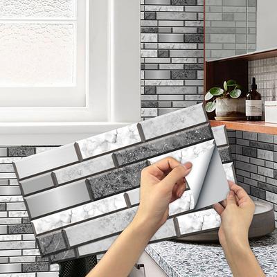 15x30cm 6pcs Tiles Wall Stickers Tile Paint Backsplash Removable Waterproof Self-Adhesive Decals Home Decoration Living Kitchen Bathroom Décor ( black)Self-adhesive decorative wall sticker