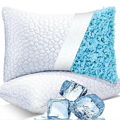 Cooling Pillows for Sleeping Shredded Memory Foam Bed Pillows Queen Size Gel Pillow for Hot Sleepers Cool Pillow for Side Back and Stomach Sleepers, Cold Pillow, Supportive