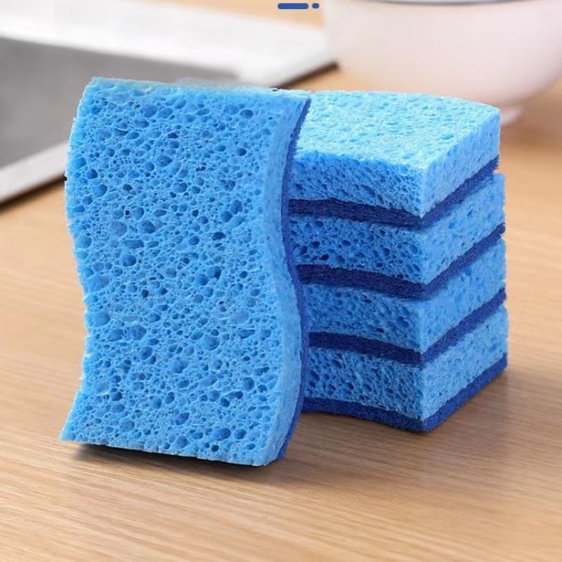 Wood Pulp Sponge Blue Scouring Cloth Kitchen And Household Daily Dishwashing Pot Cleaning And Water Absorbing Sponge Tool