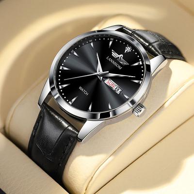 New Trend Fashion Non Mechanical Men's Waterproof Double Calendar Belt Men's Watch