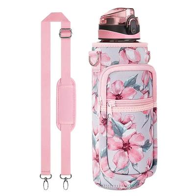 Mobile phone Bag Water Bottle Carrier Bag With Zipper Bag Compatible With 32oz Tumbler With Handle Gradient Color Water Bottle Holder For running hiking cycling and other outdoor activities
